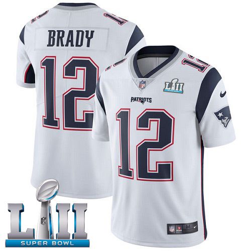 Men New England Patriots #12 Brady White Limited 2018 Super Bowl NFL Jerseys->->NFL Jersey